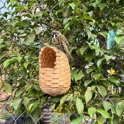 Natural Bird Houses, Bamboo Handmade Bird House, Finch Hideout Cage, Hut Toy Shelter for Outdoor
