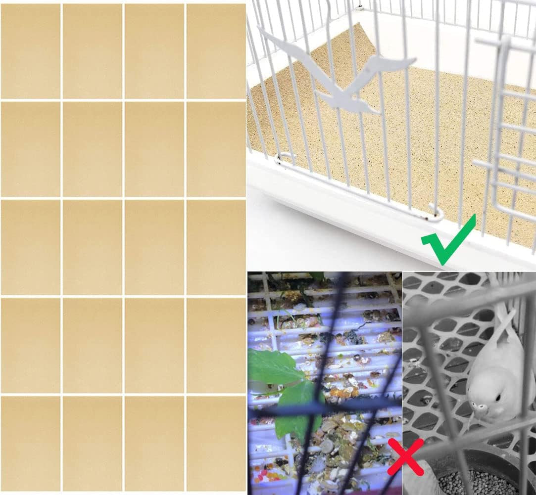 40PCS Gravel Liner Paper for Bird Cage,11X17 in Bird Cage Liner Paper-Gravel Paper Special for Bird Cage in Sea Sand,Parrot Cage Sandpapers Cushion Pad Pet Bedding Accessories (40PCS 11 X 17 Inch)