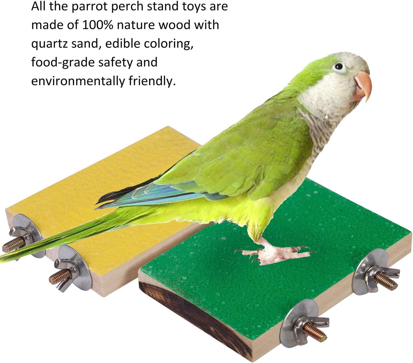 4 PCS Bird Perch Stand Toy, Wood Parrot Perch Stand Platform Paw Grinding Stick, Cage Accessories Exercise Toys Budgies Parakeet Cockatiel Conure Hamster Gerbil Rat Mouse