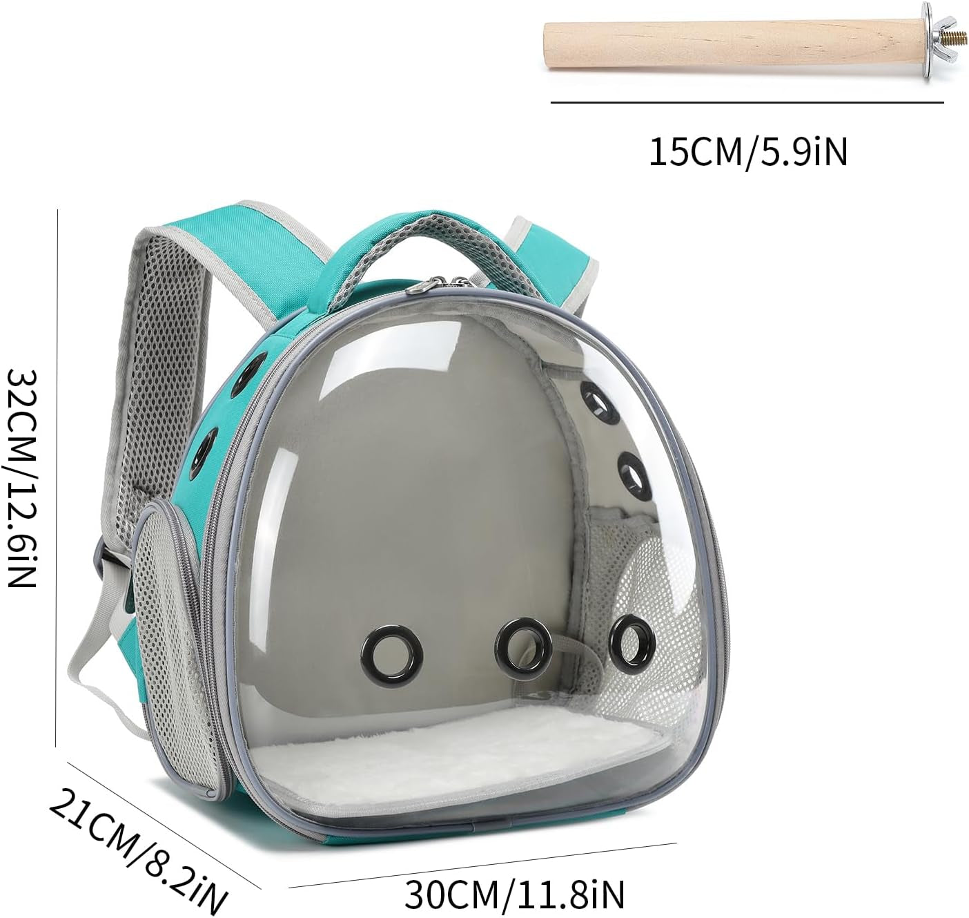 Portable Travel Pet Backpack Carrier Hamster Bag Guinea Pig Bird Small Dog Cat Turtle Carrier Rabbit Cage Squirrel Bearded Dragon Breathable Hangbag (Green+Accessories)