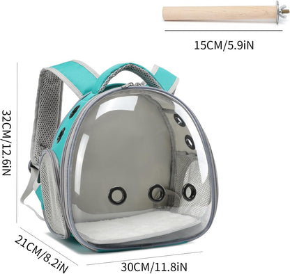 Portable Travel Pet Backpack Carrier Hamster Bag Guinea Pig Bird Small Dog Cat Turtle Carrier Rabbit Cage Squirrel Bearded Dragon Breathable Hangbag (Green+Accessories)