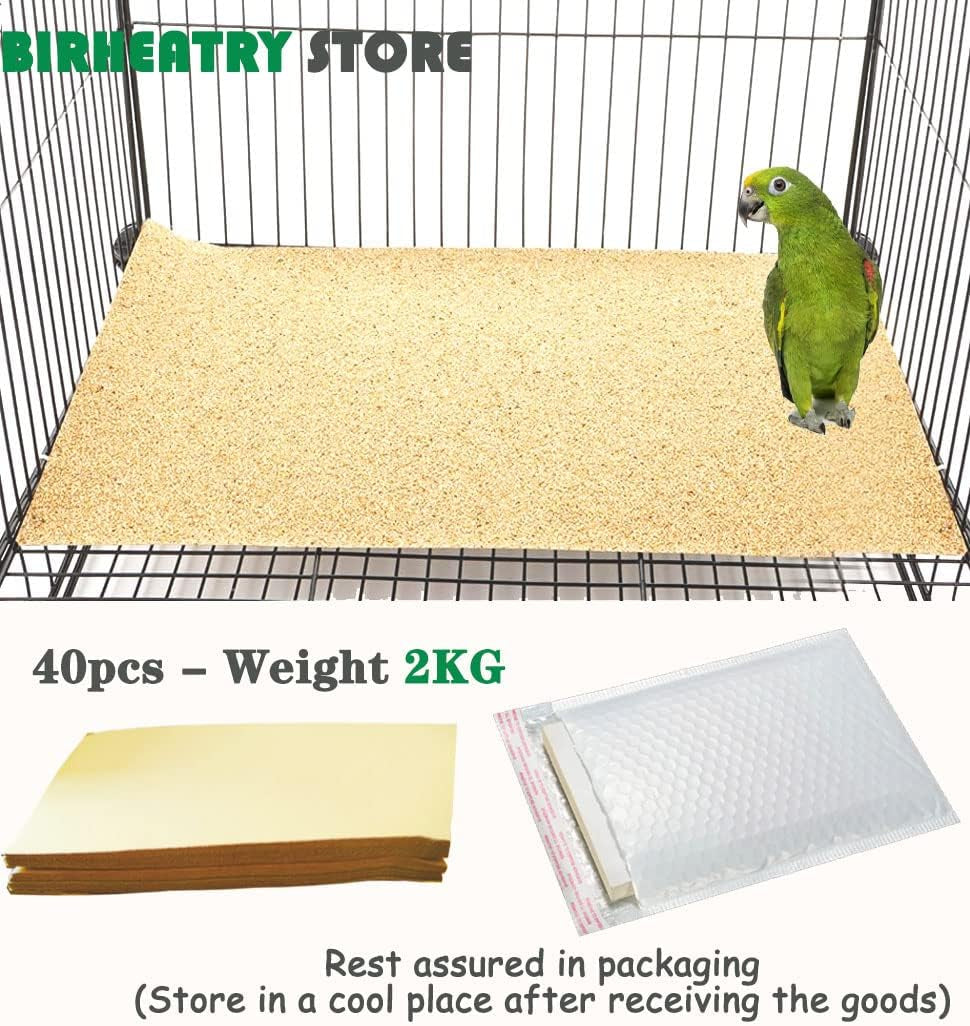 40PCS Gravel Liner Paper for Bird Cage,11X17 in Bird Cage Liner Paper-Gravel Paper Special for Bird Cage in Sea Sand,Parrot Cage Sandpapers Cushion Pad Pet Bedding Accessories (40PCS 11 X 17 Inch)
