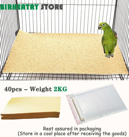 40PCS Gravel Liner Paper for Bird Cage,11X17 in Bird Cage Liner Paper-Gravel Paper Special for Bird Cage in Sea Sand,Parrot Cage Sandpapers Cushion Pad Pet Bedding Accessories (40PCS 11 X 17 Inch)