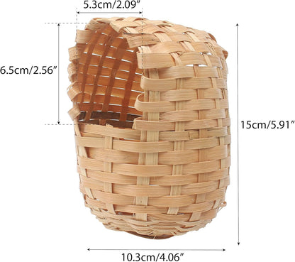 Natural Bird Houses, Bamboo Handmade Bird House, Finch Hideout Cage, Hut Toy Shelter for Outdoor